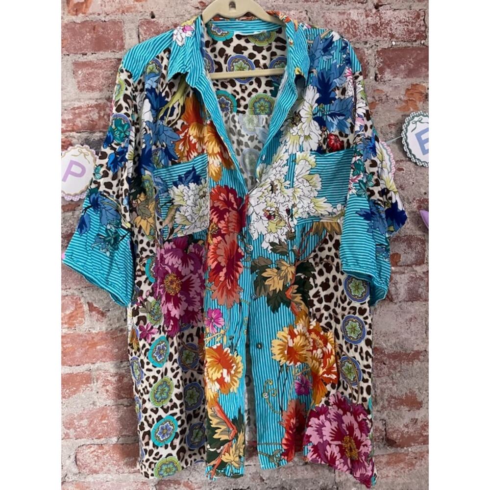 Johnny Was Buy Blue Leopard Shirt Dress